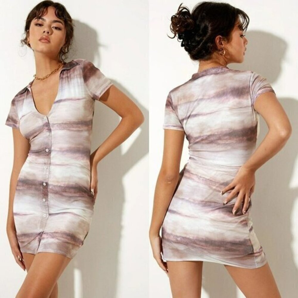 Motel Avayi Mini Dress in Abstract Animal Mesh